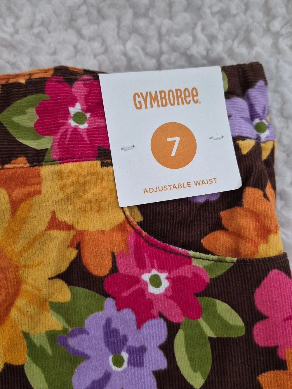 Gymboree Fall Flowers Corduroy Skirt A-Line Girls 7 School Pumpkin Adjust Waist